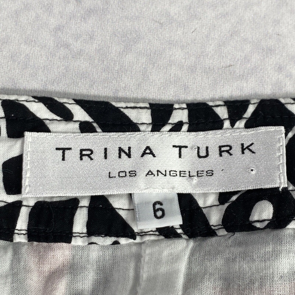Trina Turk Women's Shift Dress Size 6 Split Neck Abstract Lined 2114533 No Belt - Picture 3 of 16